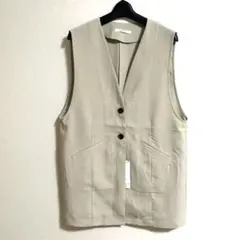 新品 DISCOAT ライトグレイ ノースリーブベスト Freeサイズ
