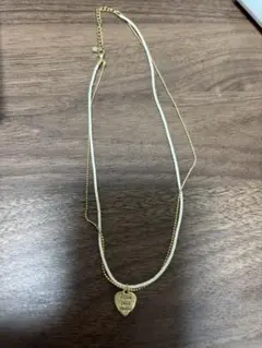 ゴールド ハート型ペンダント 2連ネックレス