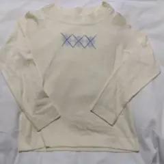 アイボリー ニットセーター 長袖 ダイヤモンド柄