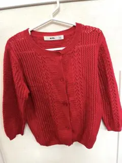 MPS 透かし編み レッド カーディガン 120