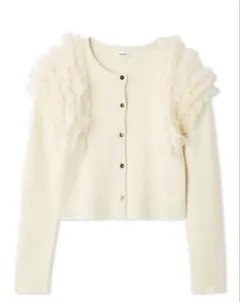 FRAY I.D（フレイ アイディー）ショルダーチュールフリルニットカーディガン