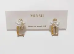 MINMI　イヤリング　ガラス　イエロー