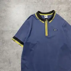 90〜00s】NIKE 白タグ スウォッシュロゴ 半袖 ハーフジップポロシャツ 