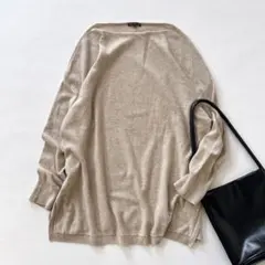 23区 ウール カシミヤ ボートネック ニット ベージュ 46 大きいサイズ