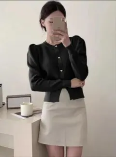 GRLグレイルハートボタンニットカーディガン[at2099]ブラック