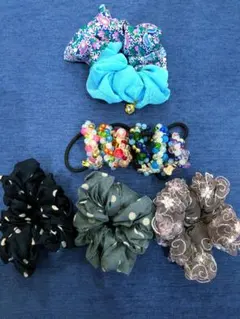 シュシュ・ビーズヘアゴム9個セット