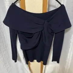 【Apuweiser-riche】 リボンデザインニット ネイビー　サイズ2