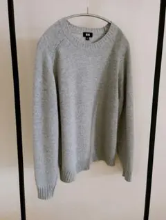 UNIQLO ウォッシャブルコットンメリノクルーネックセーター　グレー