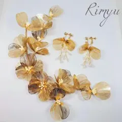 赤字特価！高品質ヘッドドレス&イヤリング2点セットゴールドヘッドアクセサリー7