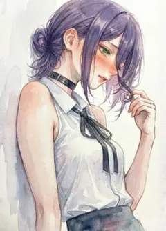 353　チェンソーマン レゼ 横顔 美人 ファンアート イラスト ポスター