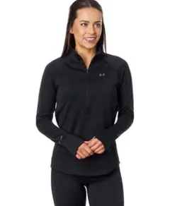 Under Armour ブラック フード付きハーフジップシャツ