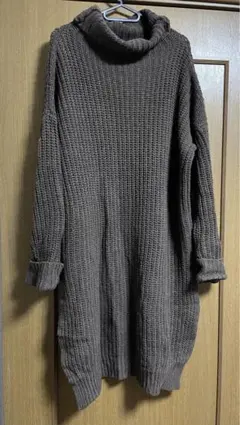 ブラウン ニット タートルネック 長袖