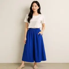 GLOBAL WORK スカーチョ ワイドパンツ Fサイズ ロイヤルブルー