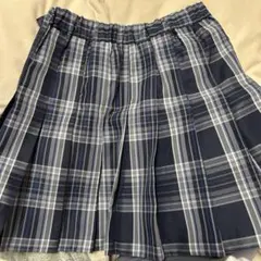 ネイビーとホワイトのチェック柄 スクールスカート S