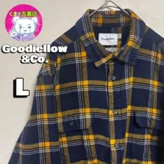 usa古着 Goodiellow&Co. ネルシャツ L チェック イエロー 紺