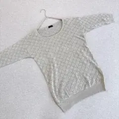 アパートバイローリーズ　七分袖ニット　グレー　麻リネン　フリーサイズ