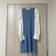【美品】フレアワンピース　ニットワンピース　韓国　秋服　冬服　シャツワンピ