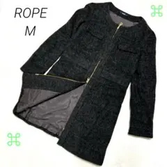 ROPE ロペ ノーカラーコート チャコールグレー アルパカ混 M相当