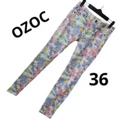 【美品】OZOC レディース　花柄　パンツ　ピンク　青　36のサムネイル