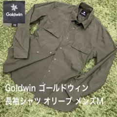 高機能 Goldwin ゴールドウィン 長袖シャツ ロゴ刺繍 メンズMオリーブのサムネイル