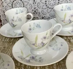 HOYA 陶器製花柄カップ・ソーサー5個セット　すみれ柄