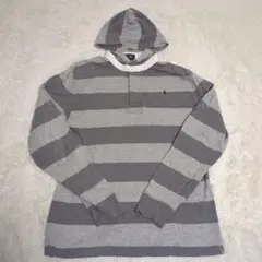 ポロラルフローレン　ラガーシャツ　ボーダー　長袖　刺繍ロゴ　 XL