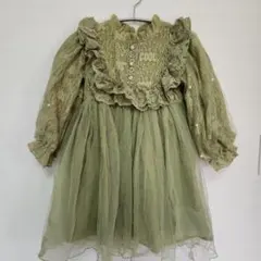 オリーブグリーン フリル ワンピース