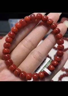 【牛血紅カラー】南紅老型珠 約7.2mm天 然石ブレスレット