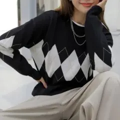 【韓国】SHEIN ニット アーガイルパターン レディース