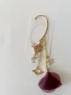 ハンドメイド イヤーフック紫色の花びら付き9