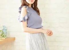 allamanda　肩開き　フリルニット　グレー　アラマンダ　INGNI