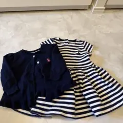Ralph Lauren ストライプ ワンピース　カーディガン