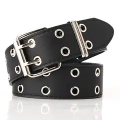 ハトメベルト ダブルピン 黒 y2k スケーター オピウム 地雷系 ストリート