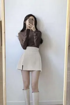GRL インパン付きハイウエストスリットミニスカート[pm719]アイボリー