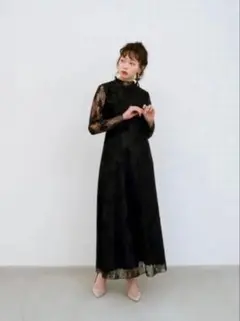 kaene オールレースメロウワンピース ブラック 結婚式