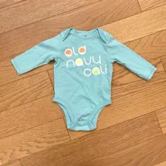 6-12m オールドネイビー old navy ロゴ 水色 ロンパース 長袖