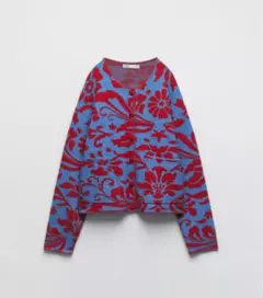 ZARA ジャガードニットカーディガン