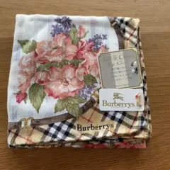 【希少品】バーバリー 花柄　大判ハンカチ スカーフ シルク＆コットン