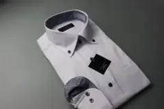 LL(43-86)BDワイシャツ　白/ダイヤチェック柄　形態安定/標準体　新品