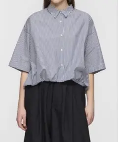 25SS 極美品✨ミズイロインド ストライプハーフスリーブバルーンシャツ 