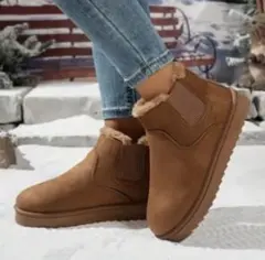 ブラウンファー付きショートブーツ