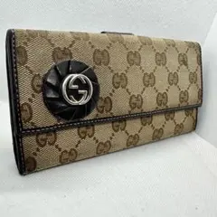 GUCCI Wホック インターロッキング GG キャンバス 長財布