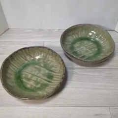 陶器 鉢 緑釉 貫入　2個