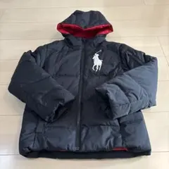 ポロ・ラルフ・ローレン ダウンコート 黒 赤　150cm