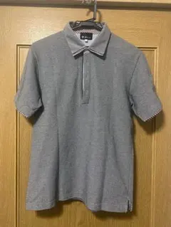 THE SHOP TK グレー ポロシャツ Lサイズ 半袖 チェック襟