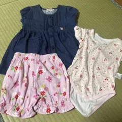 デニムワンピースとショートパンツ・ボディスーツセット