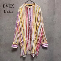 EVEX by KRIZIA ストライプシャツ L マルチカラー バンドカラーのサムネイル