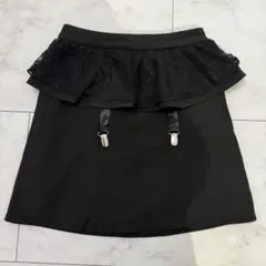 bubbles ガーター　レース　スカート　フリル　台形　ミニ　ブラック　黒