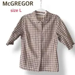 McGREGOR マックレガー　半袖 チェックシャツ ベージュ系　サイズLのサムネイル