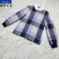 大人可愛い♡ブルーレーベルクレストブリッジ チェック柄ブラウス 清楚な白襟 Mのサムネイル